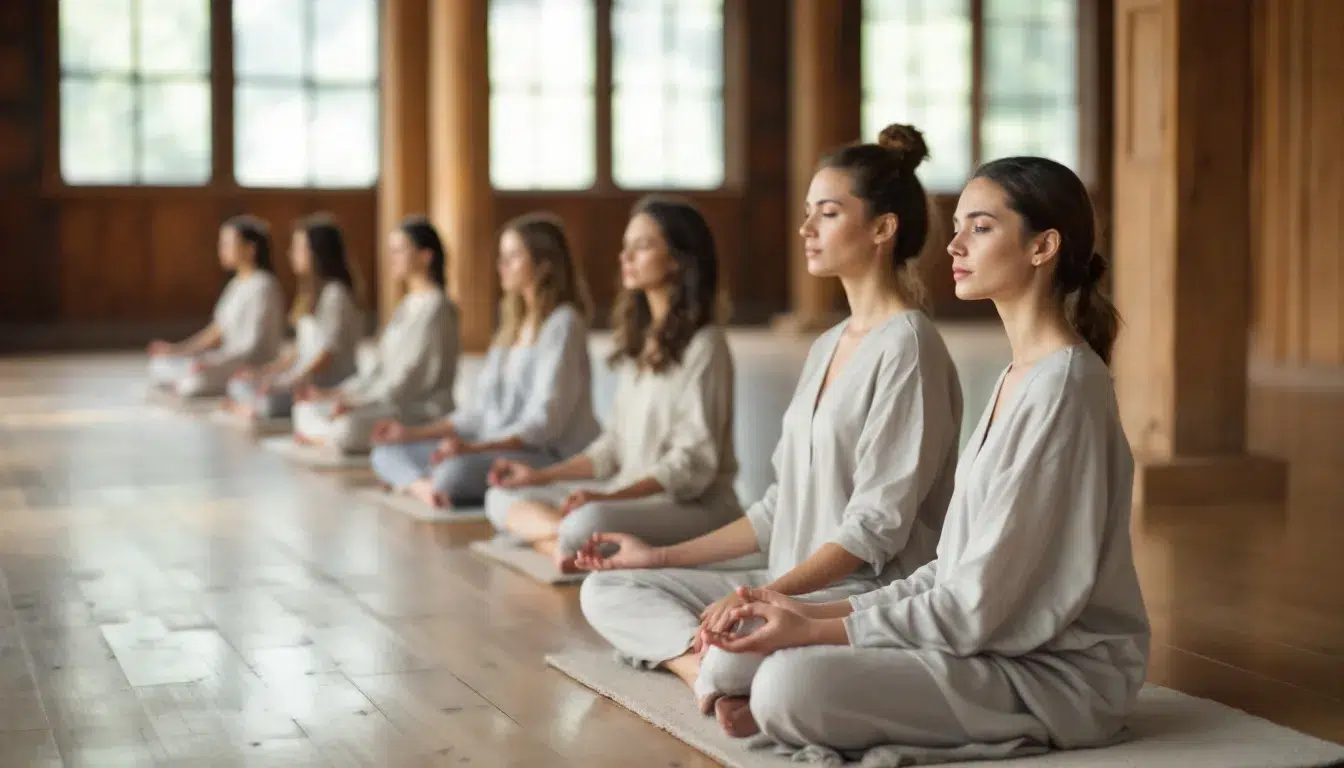 Selvmedfølelse: din vei til økt indre ro og bedre livskvalitet 2 Bildet viser rolige hender som hviler på fanget under en meditasjon, symboliserende mindfulness og selvmedfølelse. Dette øyeblikket inviterer til å akseptere egne følelser og håndtere stress på en vennlig måte.